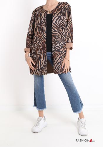 Patterned Duster Coat with pockets - ph 5