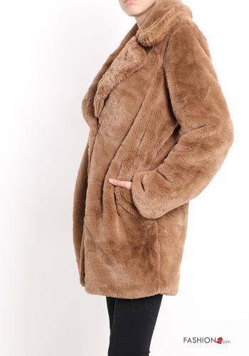 faux fur Coat with buttons with pockets - ph 3