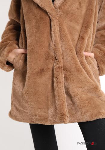 faux fur Coat with buttons with pockets - ph 4