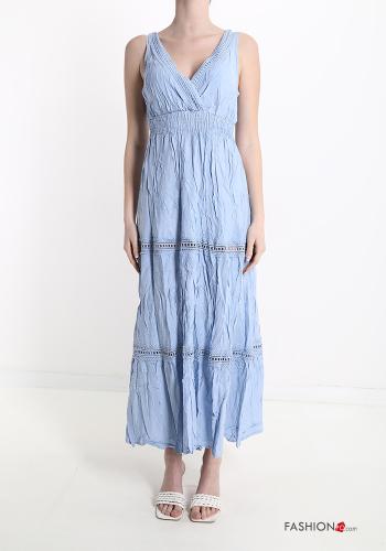 Cotton Sleeveless Dress with flounces with v-neck - ph 1
