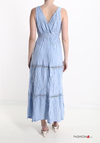 Cotton Sleeveless Dress with flounces with v-neck - ph 2