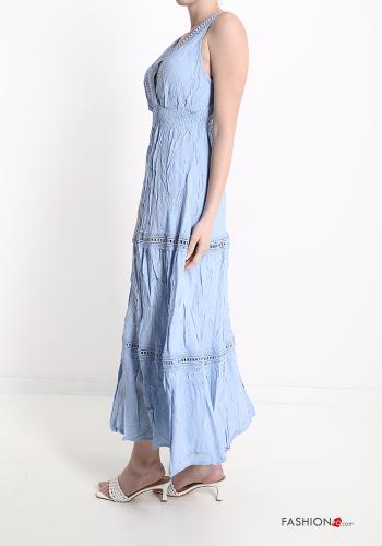 Cotton Sleeveless Dress with flounces with v-neck - ph 3