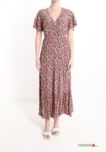 Abito in Cotone Fantasia floreale con balze scollo a V - ph 1