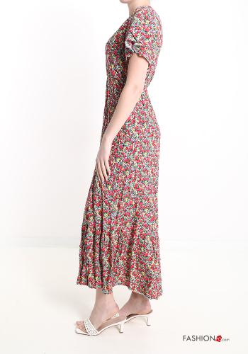 Abito in Cotone Fantasia floreale con balze scollo a V - ph 3