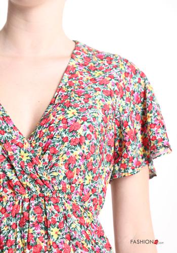 Abito in Cotone Fantasia floreale con balze scollo a V - ph 4