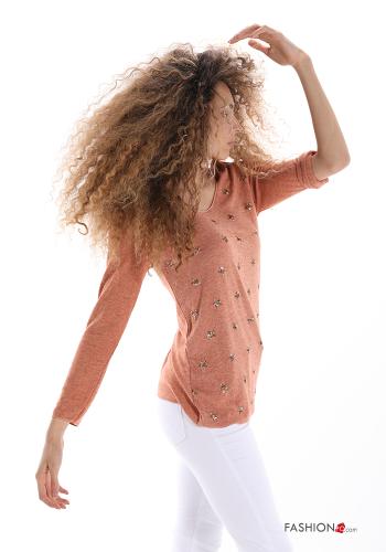 Long sleeved top in Wool Mix  with sequins Astral print - ph 3