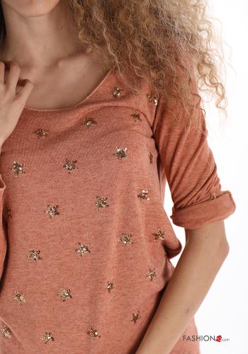 Long sleeved top in Wool Mix  with sequins Astral print - ph 4