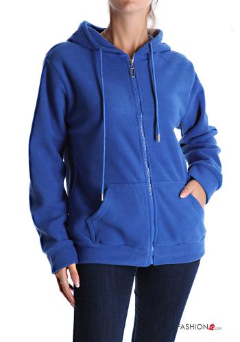 Felpa in Cotone con zip con tasche con cappuccio - ph 1
