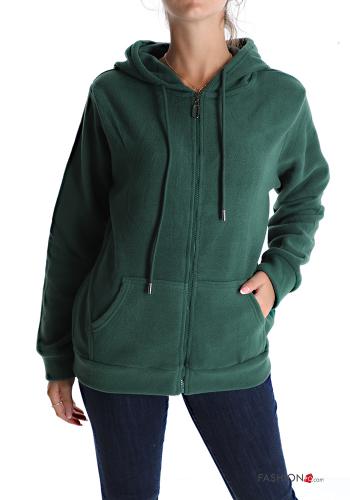 Felpa con zip con tasche con cappuccio