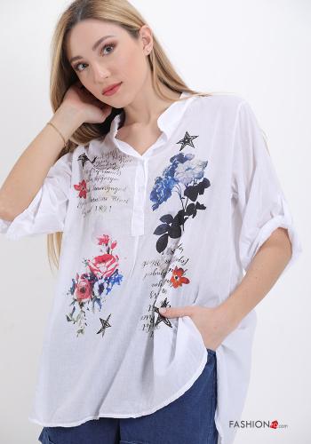 Blouse in Cotton  with buttons Floral print - ph 1