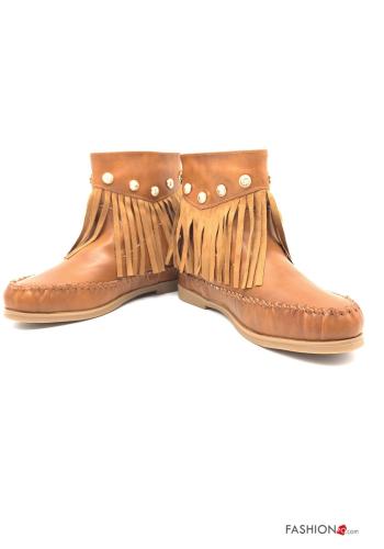 Ankle boots  faux leather with fringes with studs - ph 1