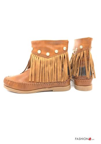 Ankle boots  faux leather with fringes with studs - ph 4