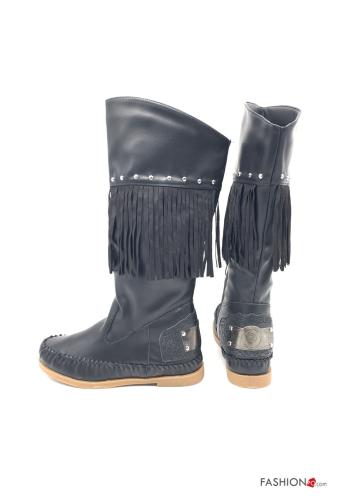 Stivali  ecopelle con frange con borchie con zip - ph 3