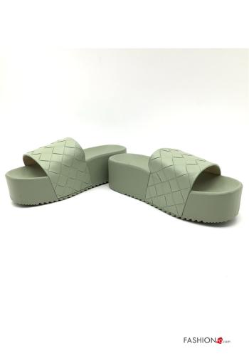 Ciabatte  ecopelle con plateau Fantasia geometrica - ph 1