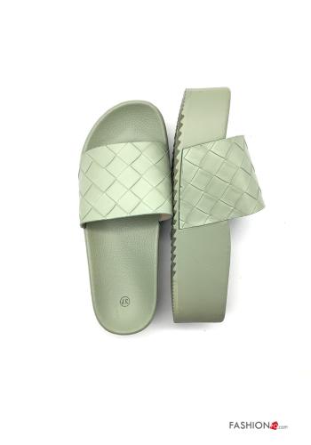 Ciabatte  ecopelle con plateau Fantasia geometrica - ph 2