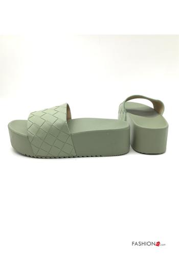 Ciabatte  ecopelle con plateau Fantasia geometrica - ph 4
