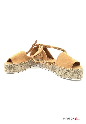 Espadrillas  con plateau camoscio open toe con cinturino regolabile - ph 1