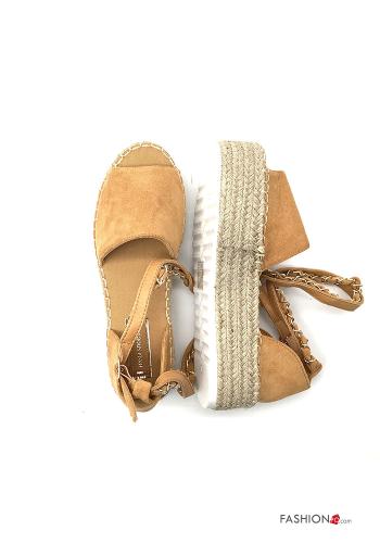 Espadrillas  con plateau camoscio open toe con cinturino regolabile - ph 2