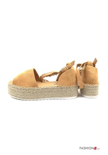 Espadrillas  con plateau camoscio open toe con cinturino regolabile - ph 4
