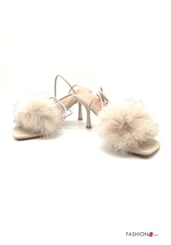 Scarpe con tacco  regolabile con pelliccia con cinturino Fantasia colorata - ph 1