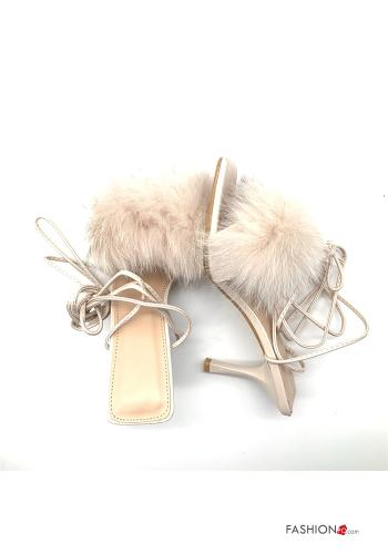 Scarpe con tacco  regolabile con pelliccia con cinturino Fantasia colorata - ph 2