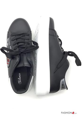 Zapatillas bajas  imitación de cuero con brillantes - ph 2