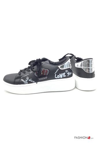 Zapatillas bajas  imitación de cuero con brillantes - ph 4