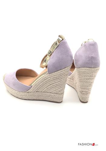 Scarpe con tacco  zeppa con borchie regolabile con cinturino camoscio - ph 4