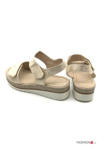 Sandals  faux leather adjustable with strap wedge - ph 4