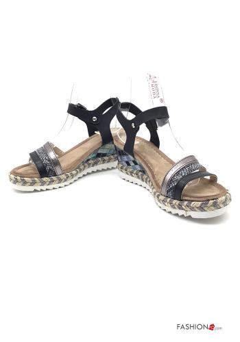 Sandalen  Kunstleder mit Riemen Keilabsatz regulierbar Python Muster - ph 1