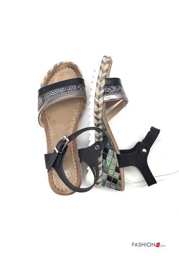 Sandalen  Kunstleder mit Riemen Keilabsatz regulierbar Python Muster - ph 2