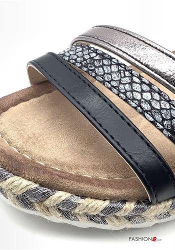 Sandalen  Kunstleder mit Riemen Keilabsatz regulierbar Python Muster - ph 3