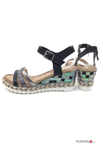 Sandalen  Kunstleder mit Riemen Keilabsatz regulierbar Python Muster - ph 4