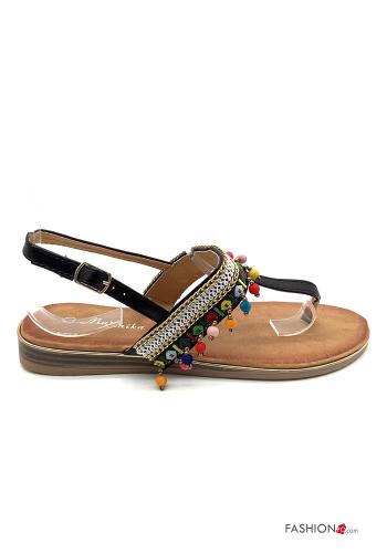 Sandali ecopelle regolabile Fantasia colorata con frange con cinturino - ph 2