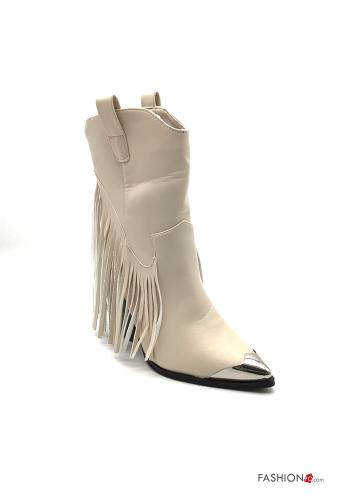 Kunstleder Stiefeletten mit Fransen - ph 1