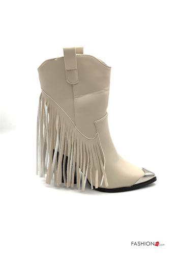 Kunstleder Stiefeletten mit Fransen - ph 2