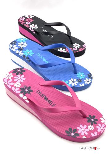Set 18 pairs Floral Flip flops Wedge - ph 5