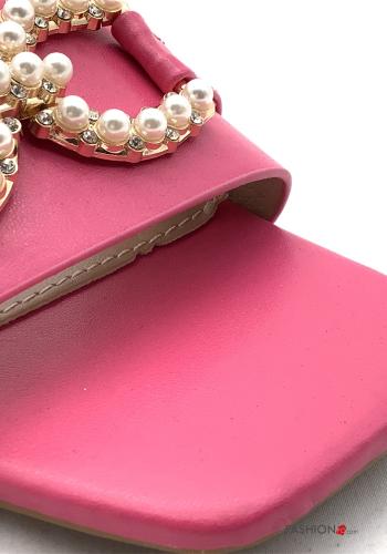 faux leather open toe Sandals with pearls - ph 3