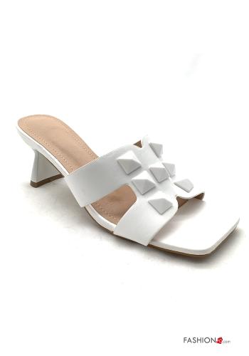 Scarpe con tacco ecopelle open toe con borchie - ph 1