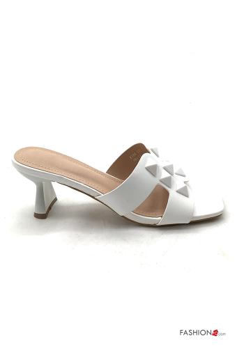 Scarpe con tacco ecopelle open toe con borchie - ph 2