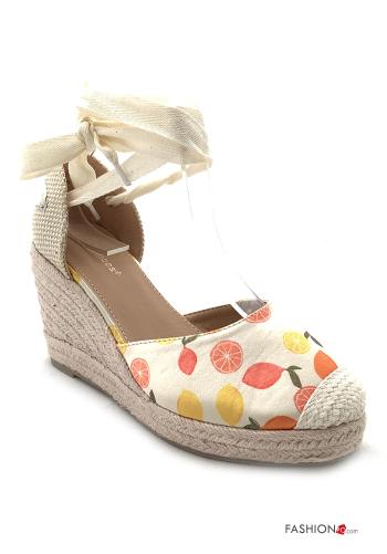 Bedrucktes Espadrilles Keilabsatz mit Knöchelriemen - ph 1