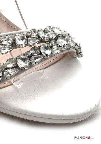 faux leather open toe Heeled shoes with rhinestones Ankle strap - ph 3