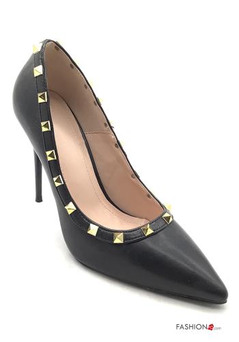 Zapatos de tacón alto imitación de cuero con tachuelas - ph 1