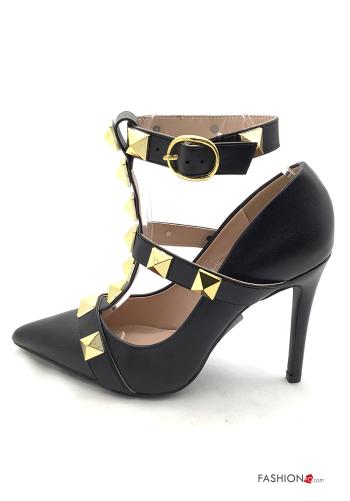 Zapatos de tacón alto imitación de cuero con tachuelas con correa - ph 2