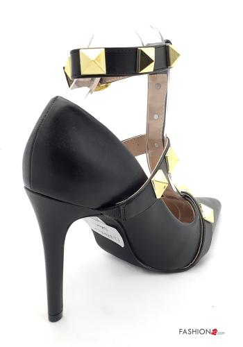 Zapatos de tacón alto imitación de cuero con tachuelas con correa - ph 4