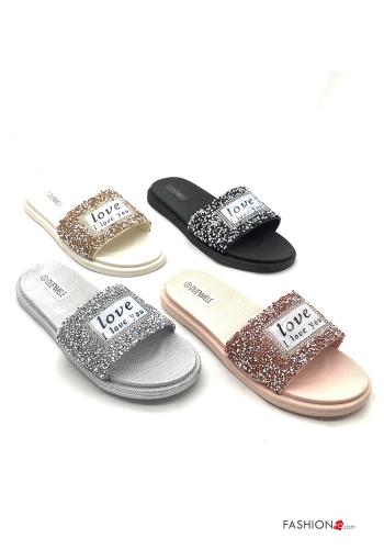 Set 36 paia Ciabatte Fantasia scritta con strass - ph 1