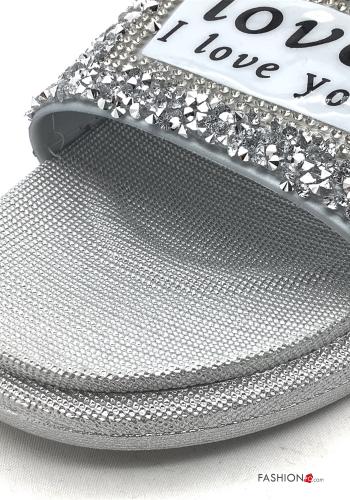 Set 36 paia Ciabatte Fantasia scritta con strass - ph 4