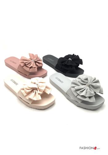 Conjunto de 36 pares Sandalias planas Gamuza con moño con brillantes - ph 1