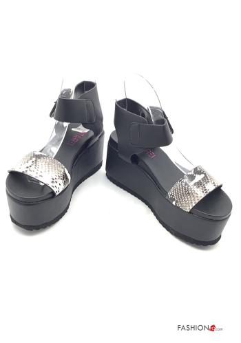 Snake print faux leather open toe Sandals Ankle strap - ph 1