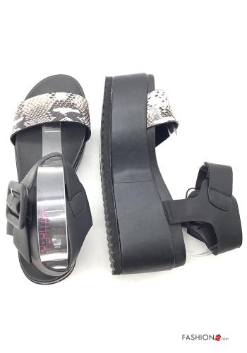 Snake print faux leather open toe Sandals Ankle strap - ph 2